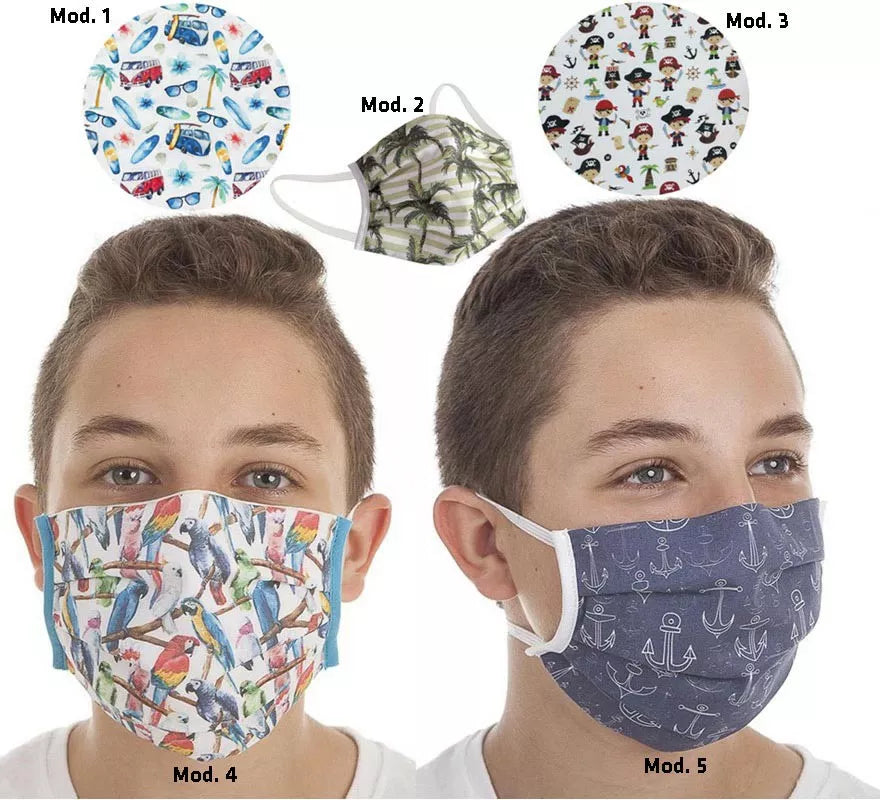 Translation missing: en.Mascarilla Higiénica Protectora infantil Verano estampados surtidos 3 filtros