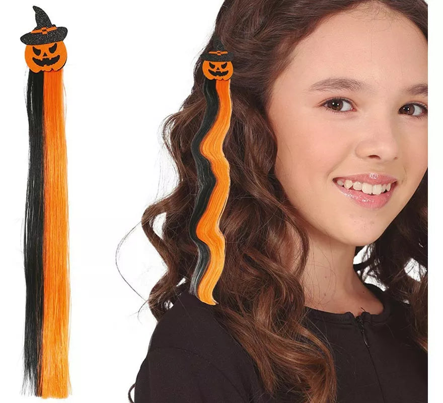 Mechón Calabaza naranja y negro 40 cm