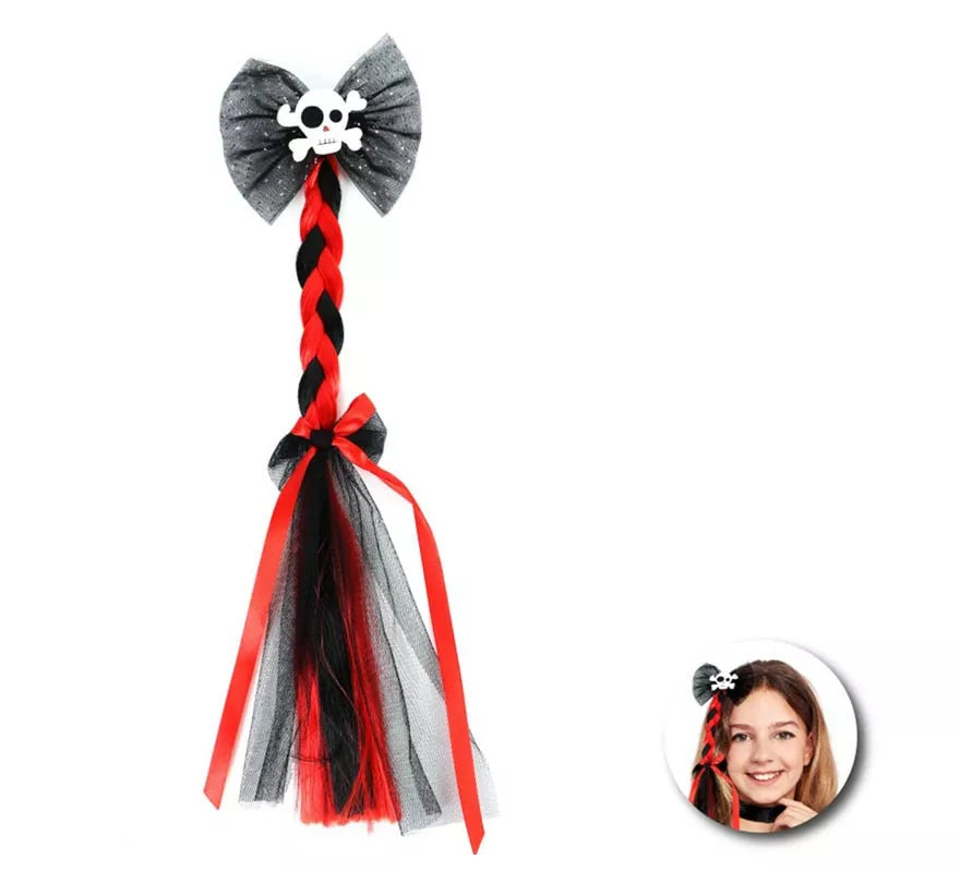 Mechón Calavera negro y rojo infantil