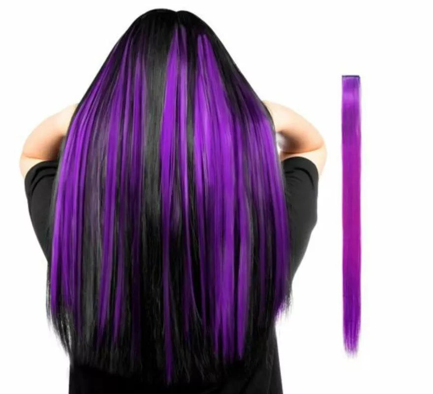 Mechón largo liso en varios colores con clip
