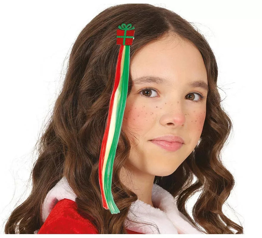 Mechón Regalo Navideño para cabello infantil de 30 cm