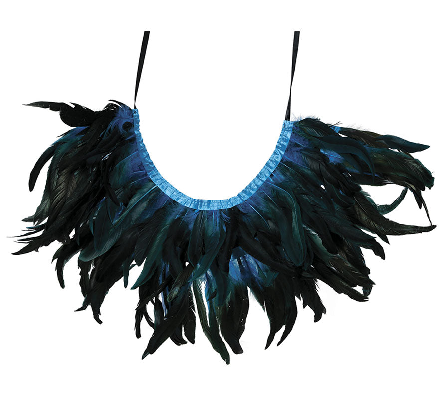 Media Capa de Plumas azul y negro adulto