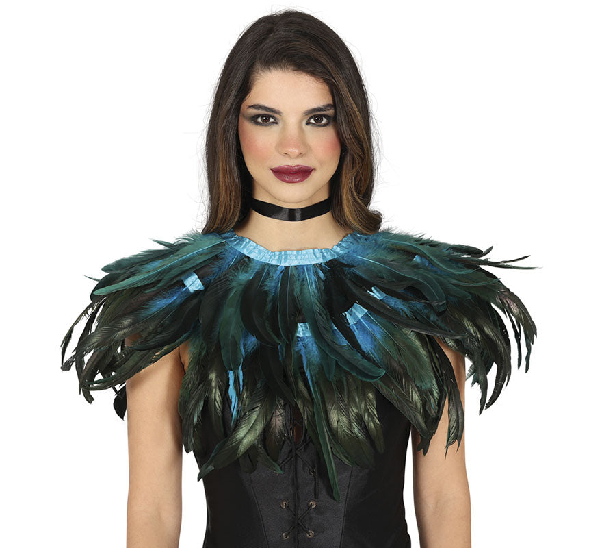 Translation missing: en.Media Capa de Plumas azul y negro adulto