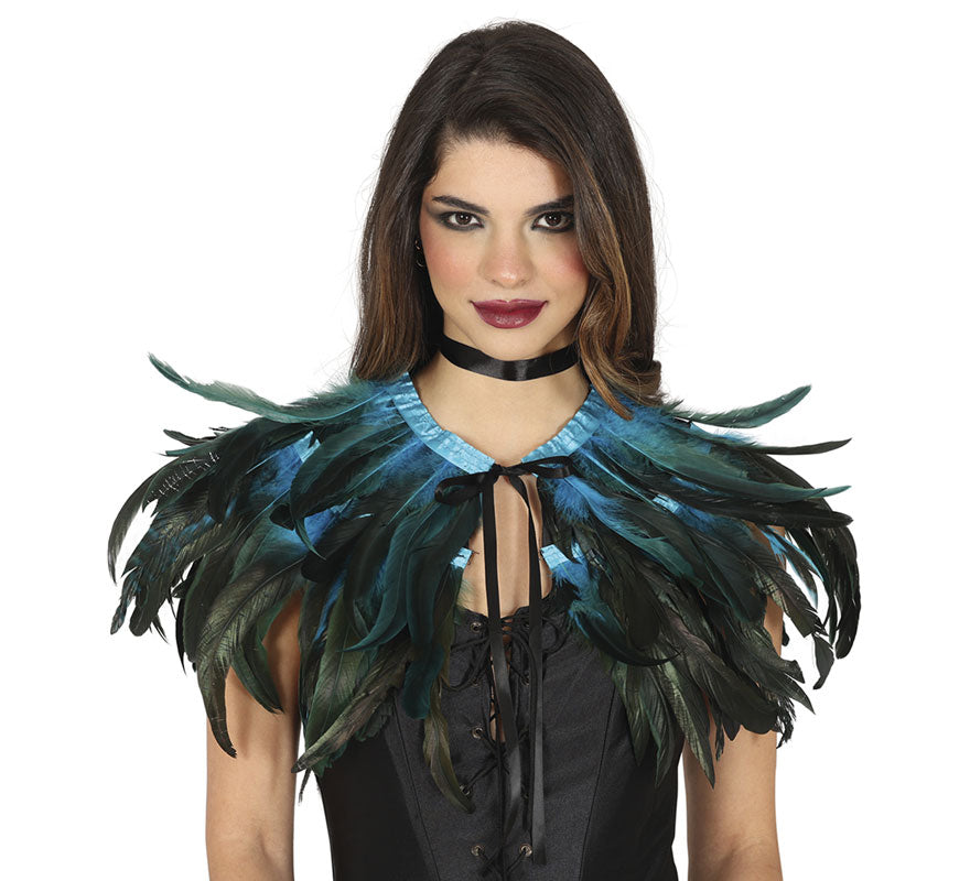 Translation missing: en.Media Capa de Plumas azul y negro adulto