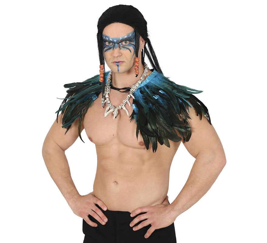 Translation missing: en.Media Capa de Plumas azul y negro adulto