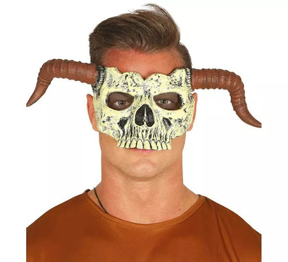 Media Careta de Calavera con Cuernos