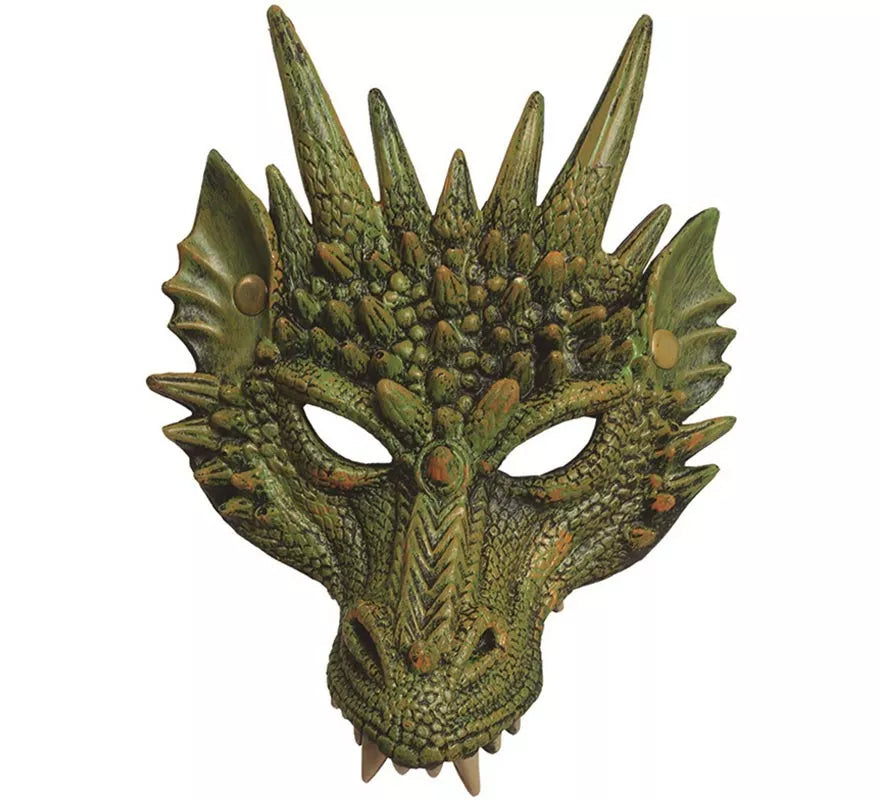 Media Careta de Dragón o Reptil verde