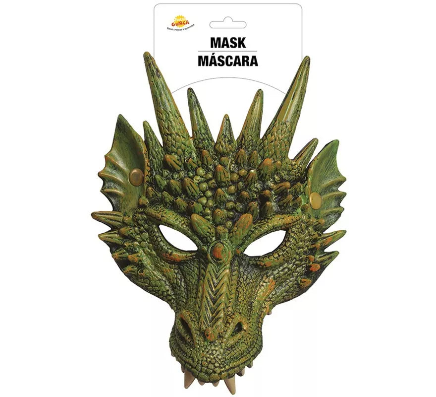 Media Careta de Dragón o Reptil verde