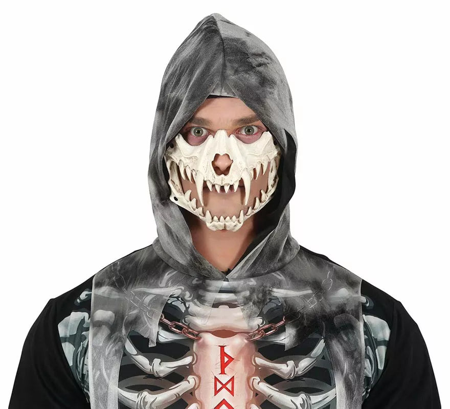 Media Máscara Calavera Colmillos Cortos de Pvc