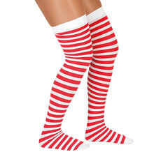 White and red striped tights