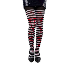 Black and white striped stockings with blood