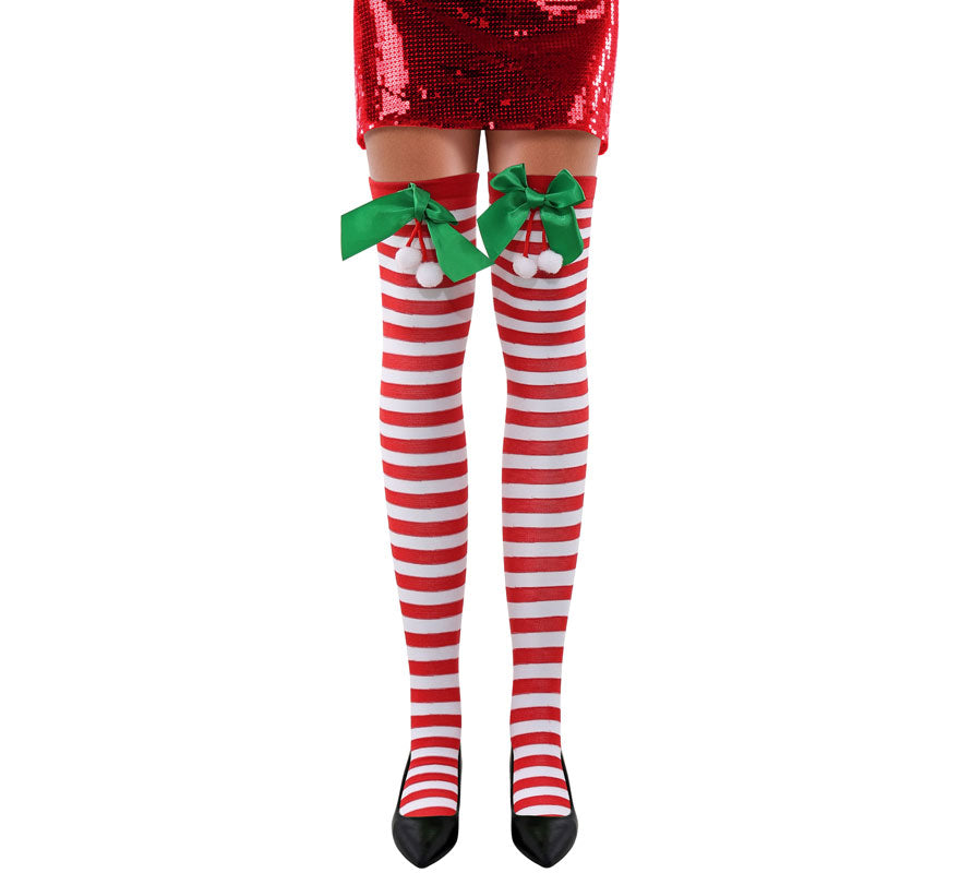 Translation missing: en.Medias a Rayas rojas Lazo de Navidad para adulto
