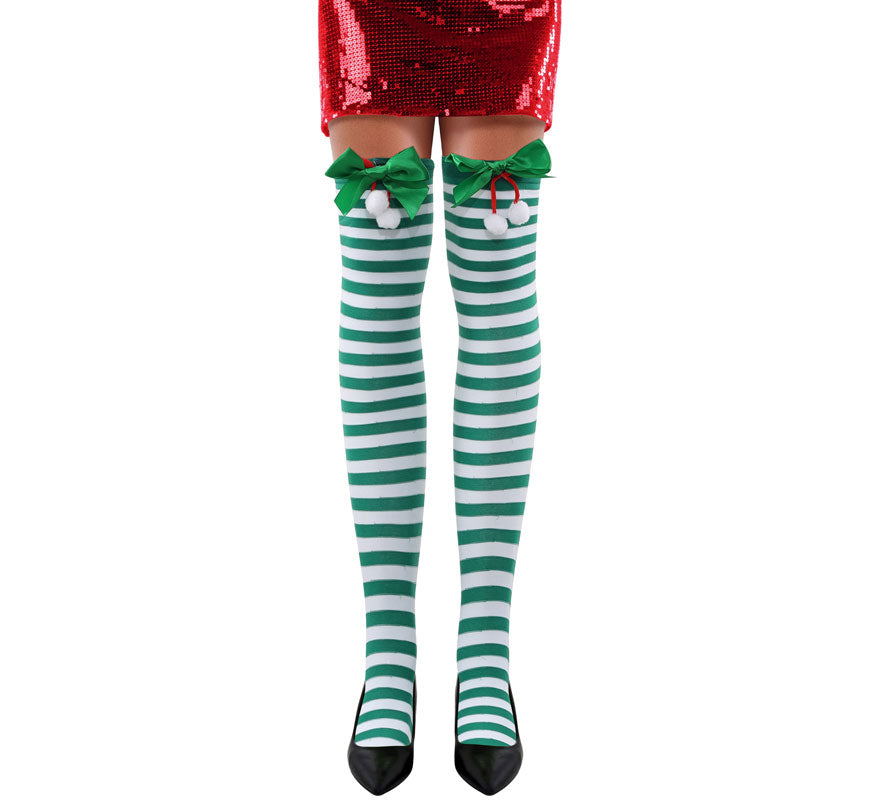 Translation missing: en.Medias a Rayas verdes Lazo de Navidad para adulto
