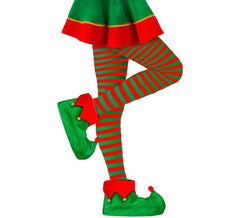 Women's green and red striped tights