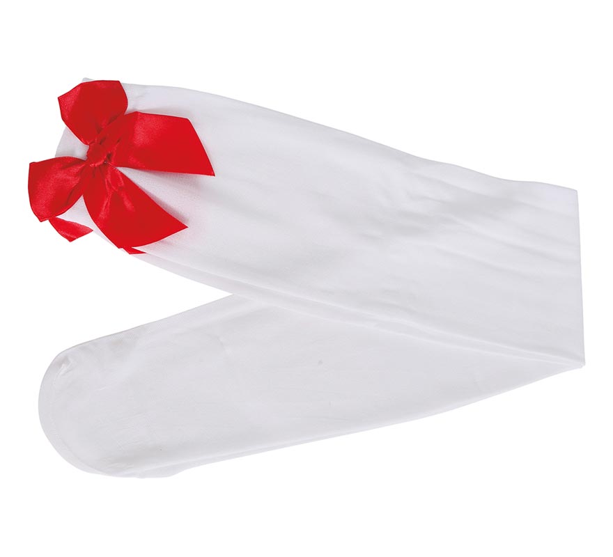 Medias blancas con lazos rojos
