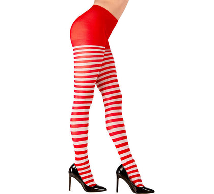 Pantys con Rayas Blancas y Rojas de 70 Deniers para mujer