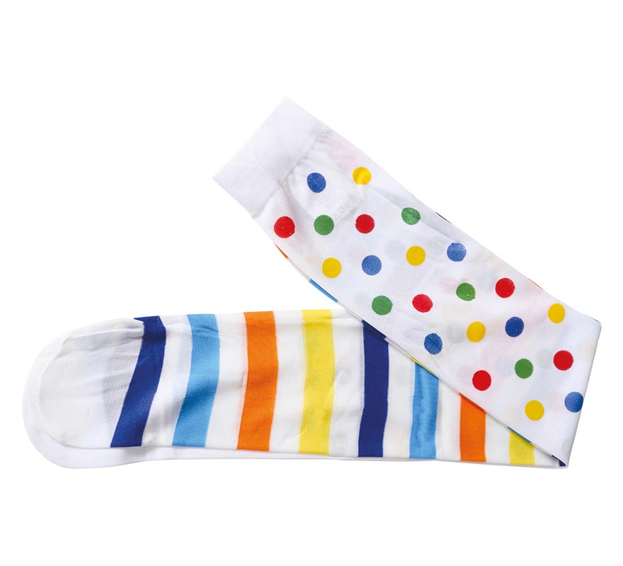 Medias de Payasa dispares a rayas y lunares