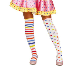 Striped and polka dot mismatched Clown tights