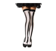 Black and White Striped Tights for women