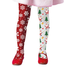 Children's Christmas stockings with double print, snowflakes and tree