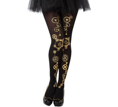 Black Steampunk Tights with Gears