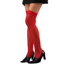 Red Fishnet Stockings with Garter