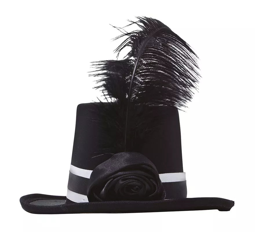 Mini Chistera Negra con Plumas