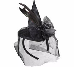 Mini Witch Hat with Feathers and Veil