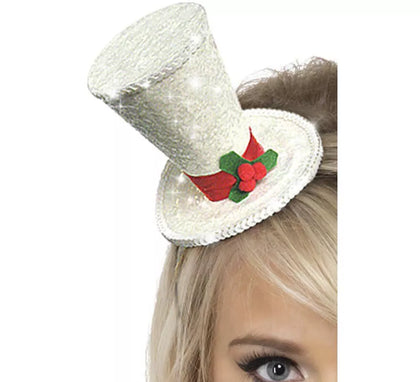 Mini Sombrero de Copa color Plata para Navidad