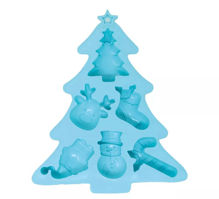 Molde Árbol Navideño para 6 Galletas de silicona de 20x23 cm