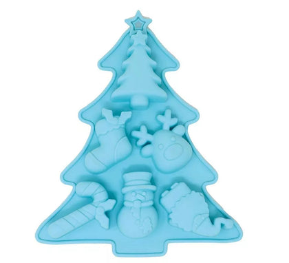 Molde Árbol Navideño para 6 Galletas de silicona de 20x23 cm