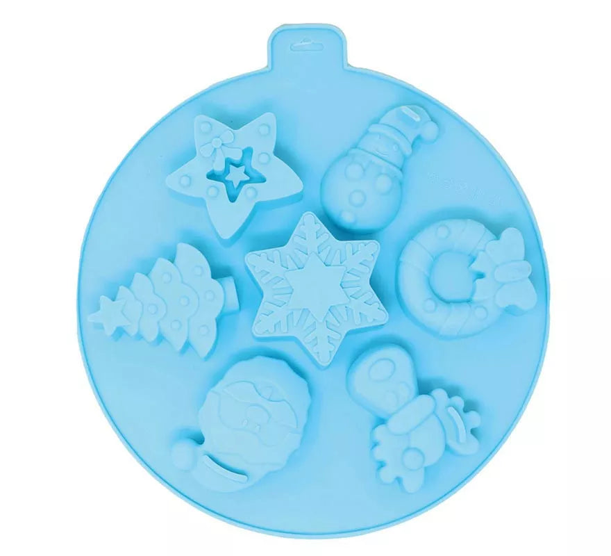 Molde Circular para 7 Galletas Navideñas de silicona de 24 cm