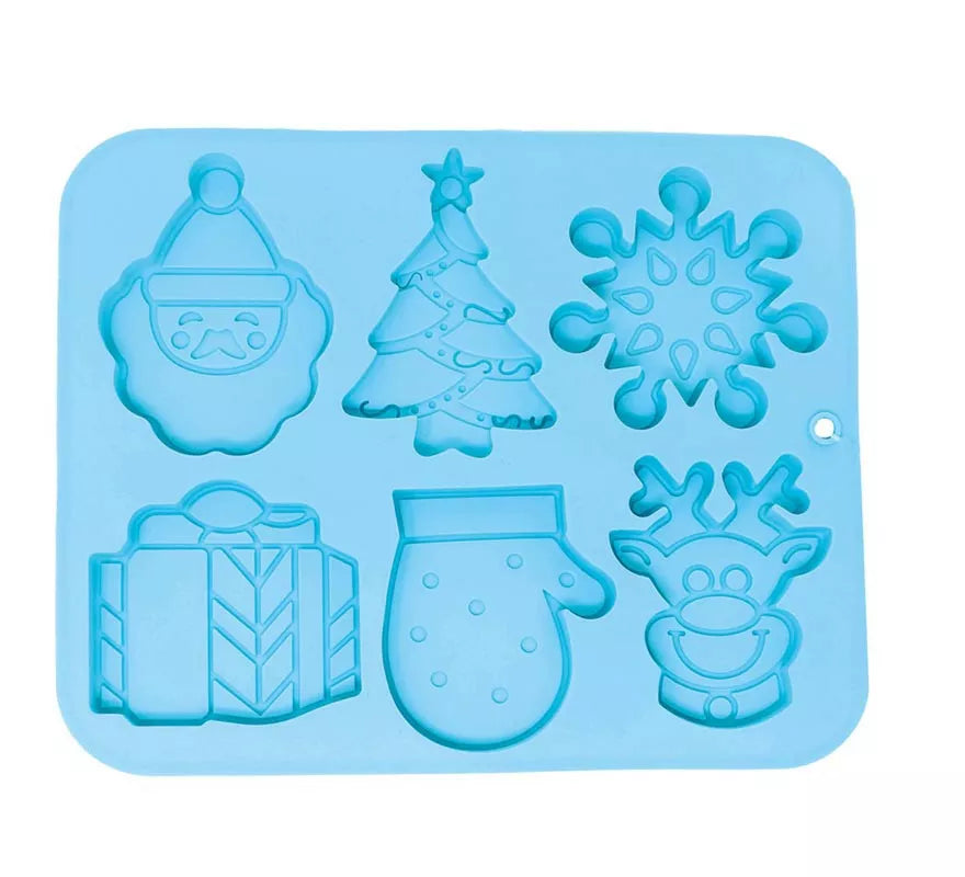 Molde Cuadrado para 6 Galletas Navideñas de silicona de 22x18 cm