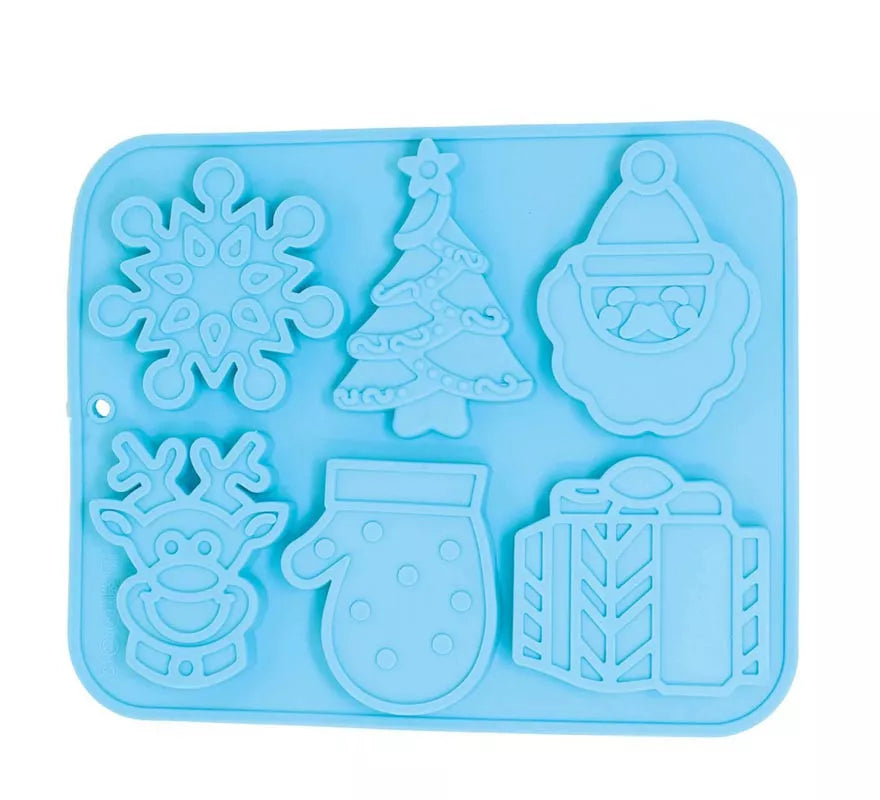 Molde Cuadrado para 6 Galletas Navideñas de silicona de 22x18 cm