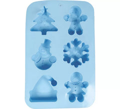 Blue Silicone Mold for 6 Christmas Cookies of 16x25 cm