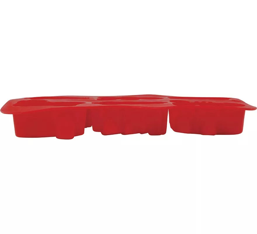 Molde de Silicona rojo para 6 Galletas Navideñas de 16x25 cm