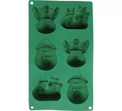 Green Silicone Mold for 6 Christmas Cookies of 17x29 cm