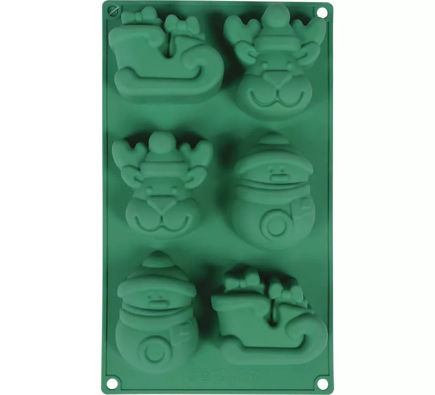 Translation missing: en.Molde de Silicona verde para 6 Galletas de Navideñas de 17x29 cm
