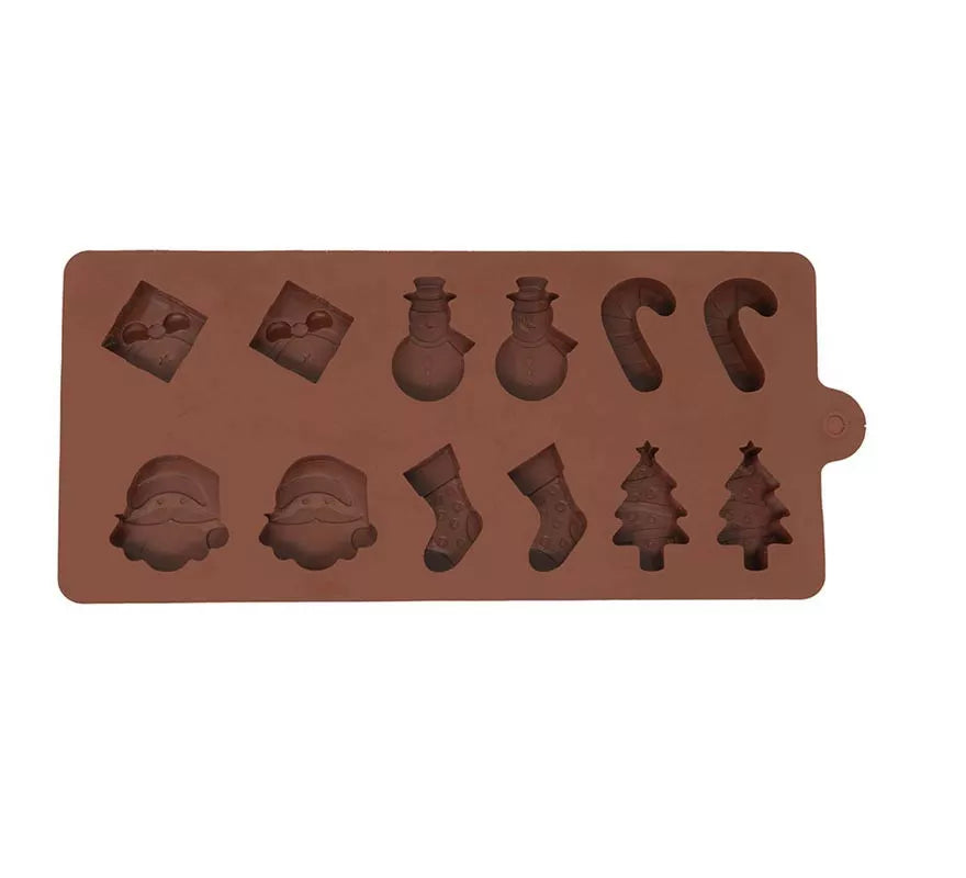Molde Rectangular para 12 Galletas Navideñas de silicona de 10x20 cm