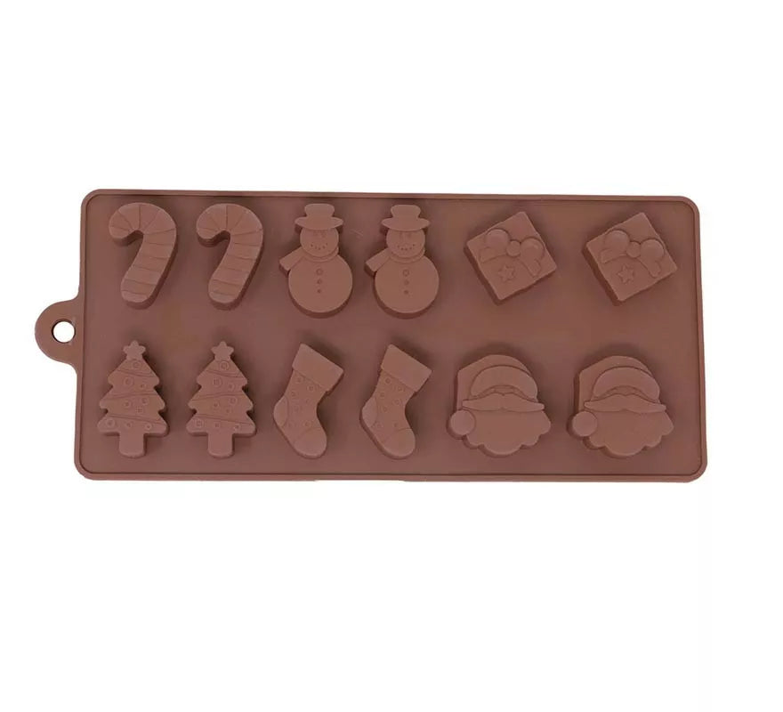 Translation missing: en.Molde Rectangular para 12 Galletas Navideñas de silicona de 10x20 cm