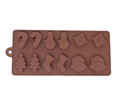 Molde Rectangular para 12 Galletas Navideñas de silicona de 10x20 cm