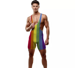 Men's Rainbow Suspenders Jumpsuit