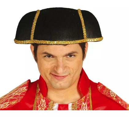 Montera de Torero para adultos negra y dorada
