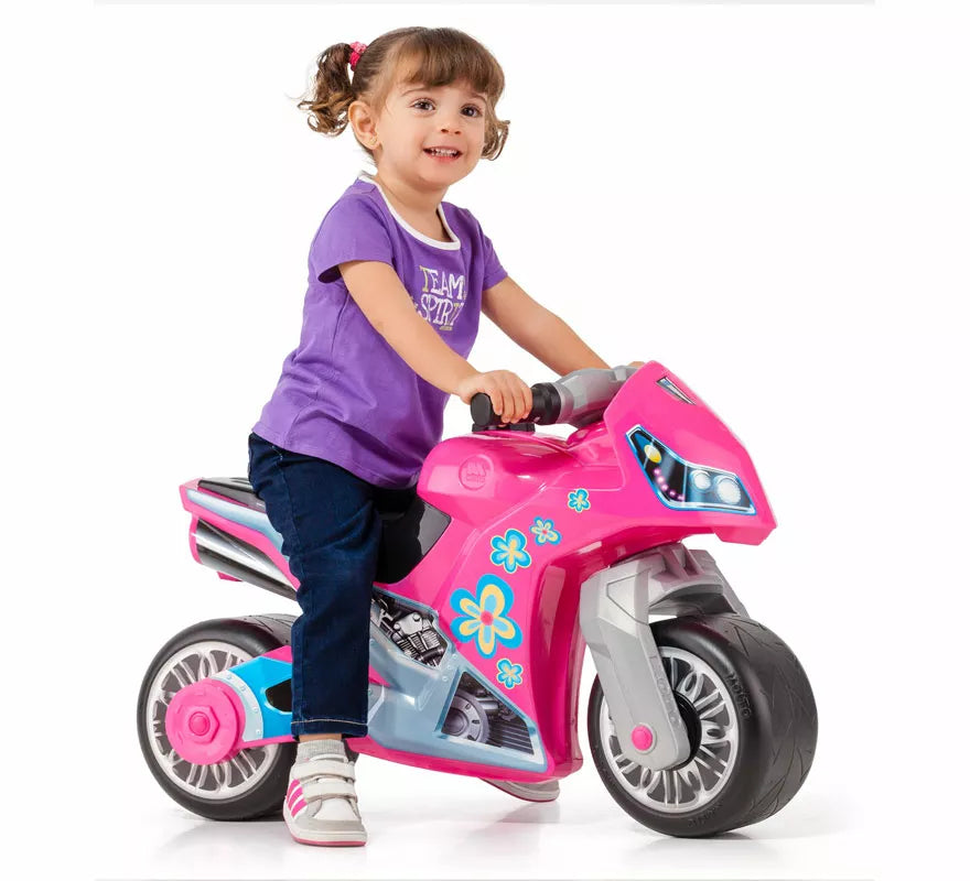 Moto Correpasillos rosa para niña