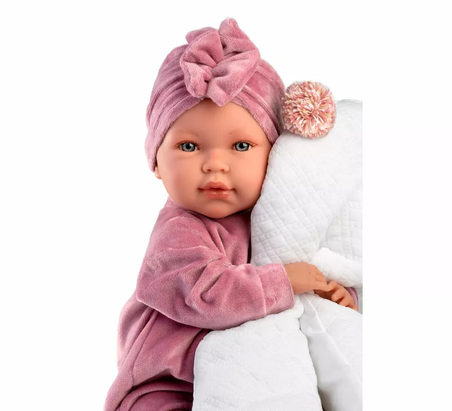 Translation missing: en.Muñeca Abril Llorona de 42 cm con Chichonera y Conjunto