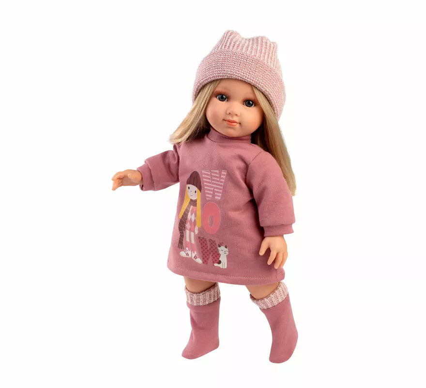 Translation missing: en.Muñeca Elena de 35 cm con Vestido y Gorro de Punto