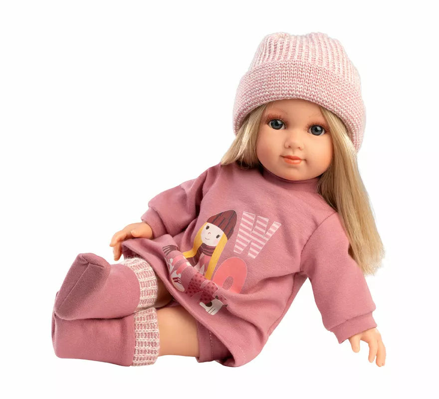 Translation missing: en.Muñeca Elena de 35 cm con Vestido y Gorro de Punto