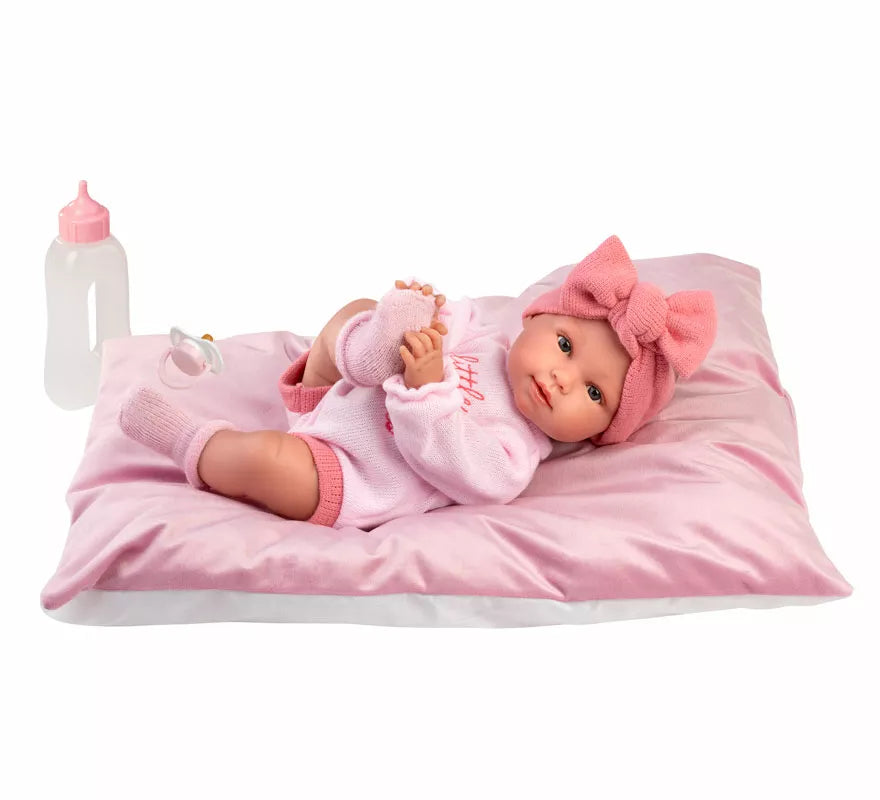 Translation missing: en.Muñeca Olivia Llorona de 38 cm con Cojín, Biberón y Chupete