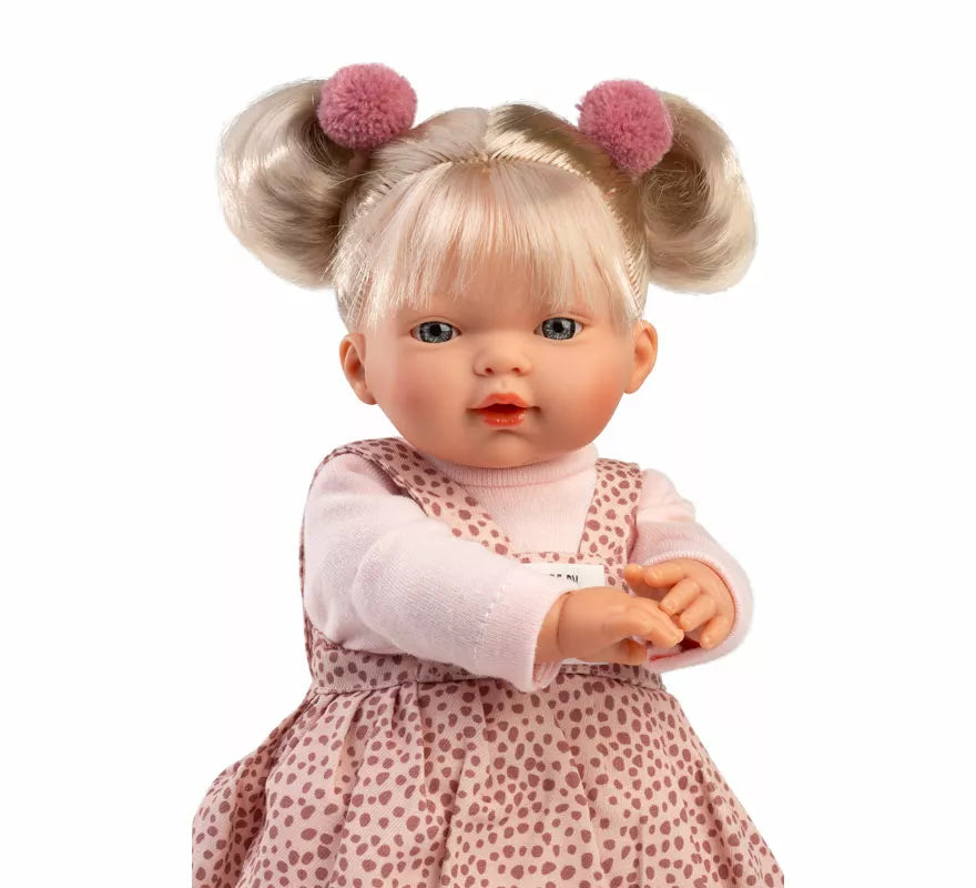 Muñeca Roberta Llorona de 33 cm con Peto y Chupete