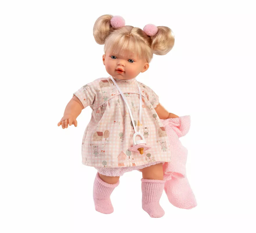 Translation missing: en.Muñeca Roberta Llorona de 33 cm con Vestido de Cuadros y Chaqueta